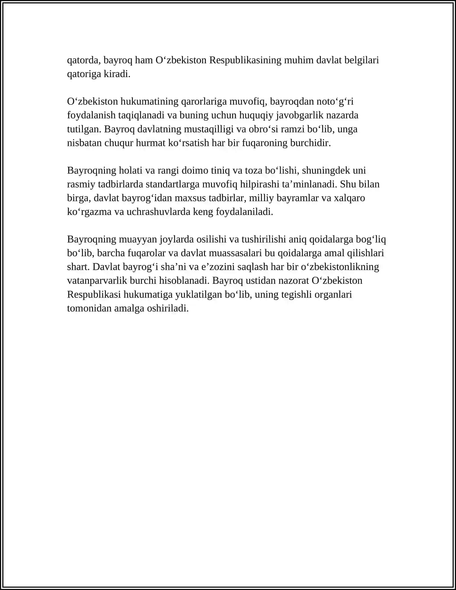 MUSTAQIL OʻZBEKISTON RESPUBLIKASINING RAMZLARI 4