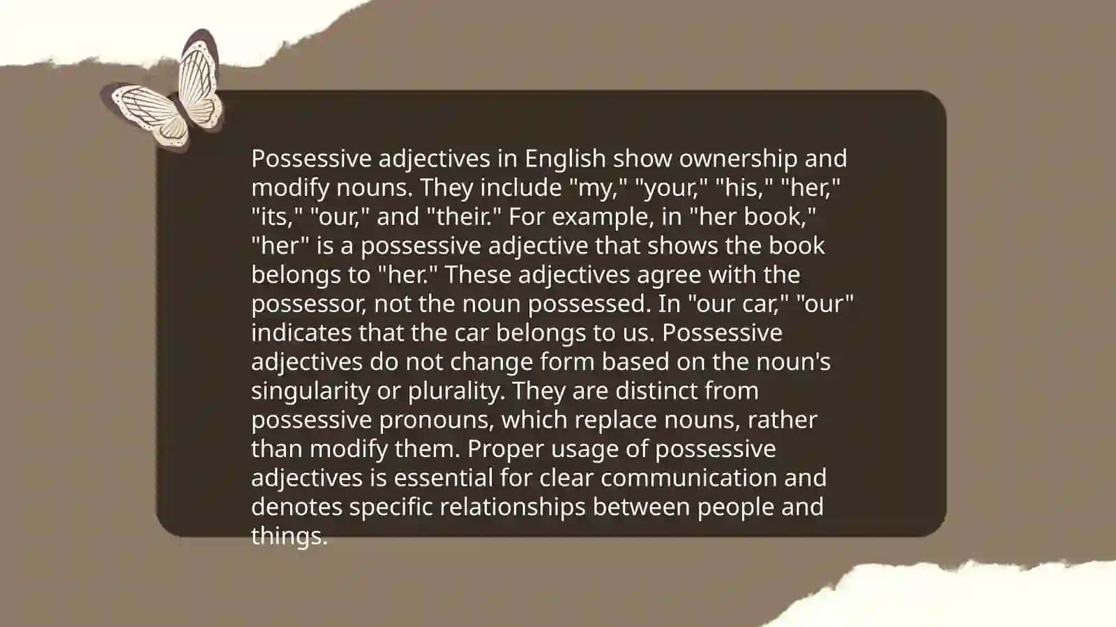 Posessiv adjectives to be mavzusida 4