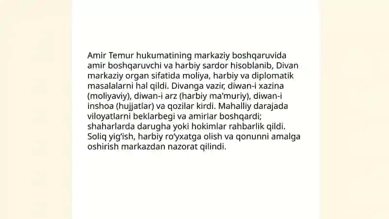 Amir Temur davlati va huquqi 4