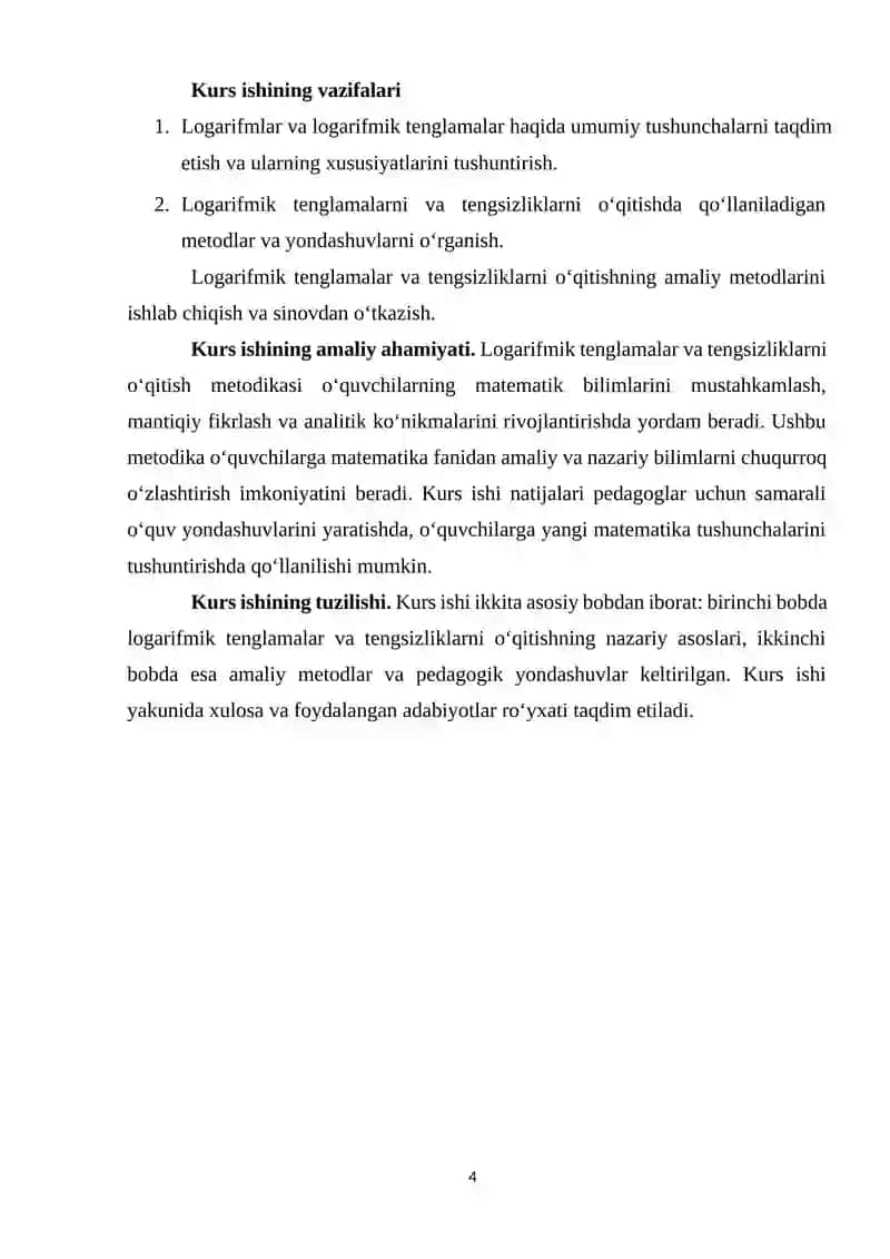 KURS ISHI - Logarifmik tenglamalar 4