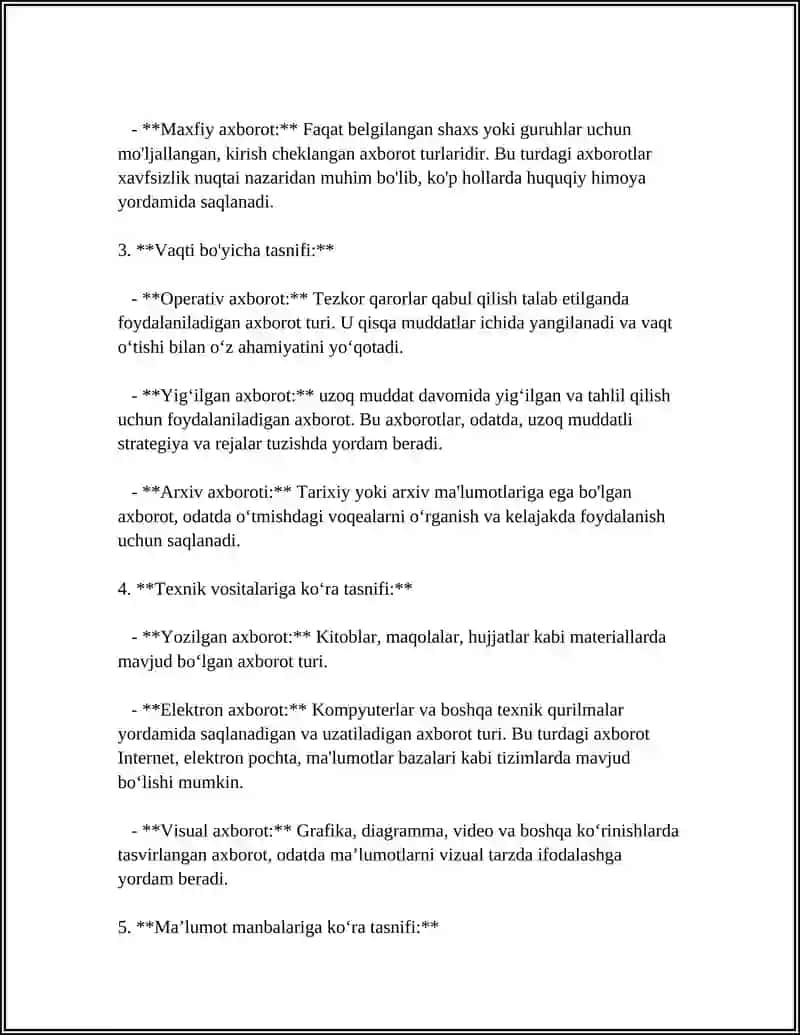 AXBOROT TURLARI VA ISHONCHLILIGI 4