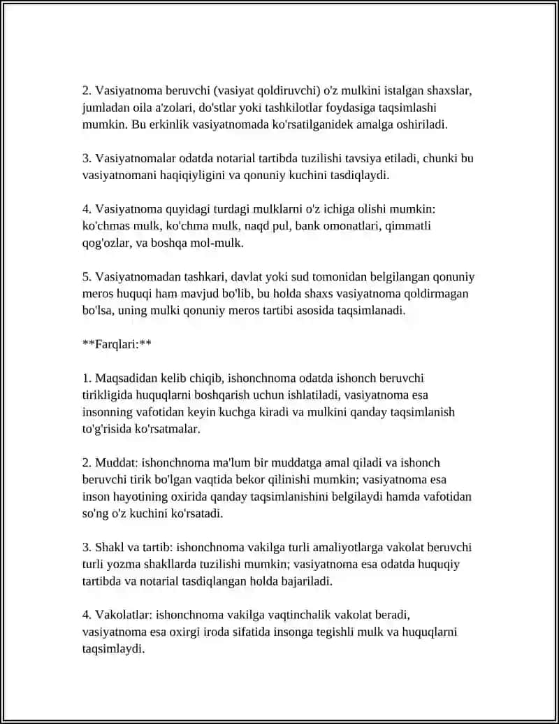 ISHONCHNOMA VA VASIYATNOMA 4