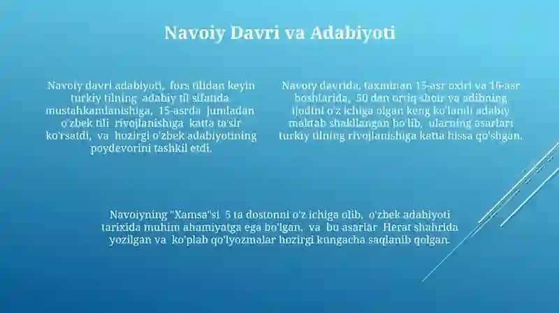 Alisher Navoiy-oʻzbek adabiy tili asoschisi 4