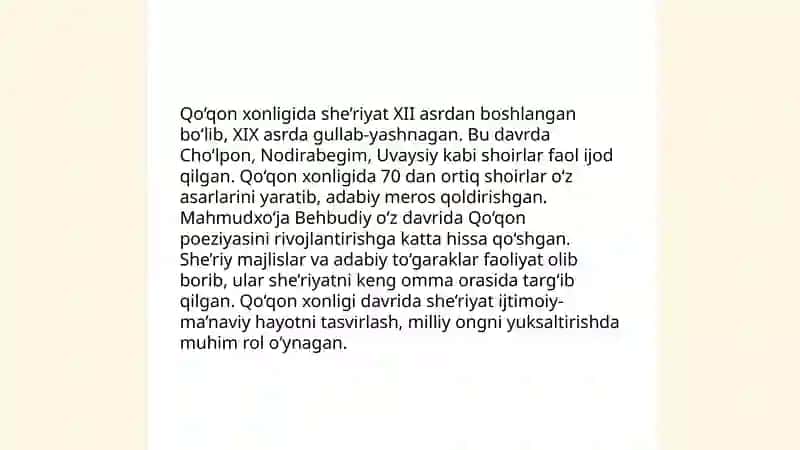 Qoʻqon xonligida adabiy muxit 4