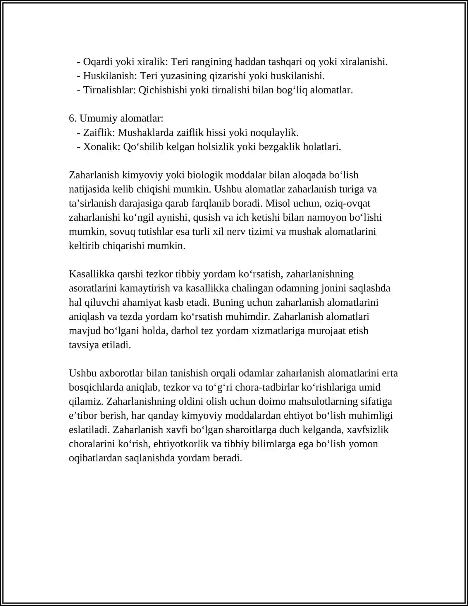 Zaharlanish alomatlari 4
