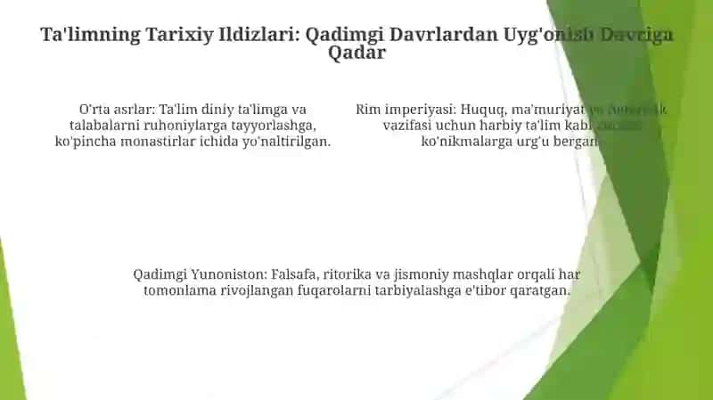 Ta'limning tarixiy xususiyati va uning evolyutsiyasi 4