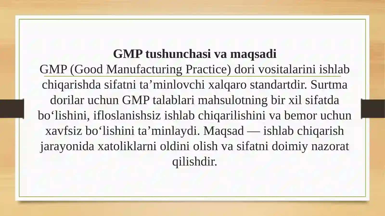 Surtma dori vositasi uchun GMP talablari 4
