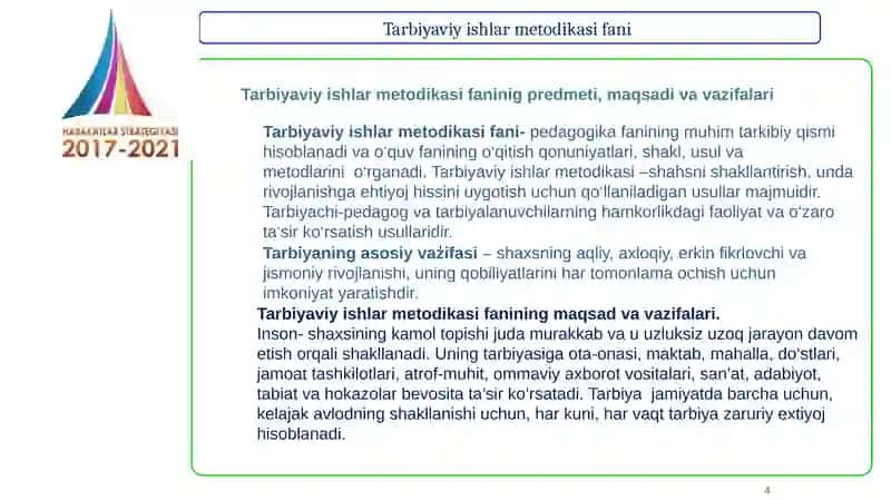 Tarbiyaviy ishlar metodikasi 4