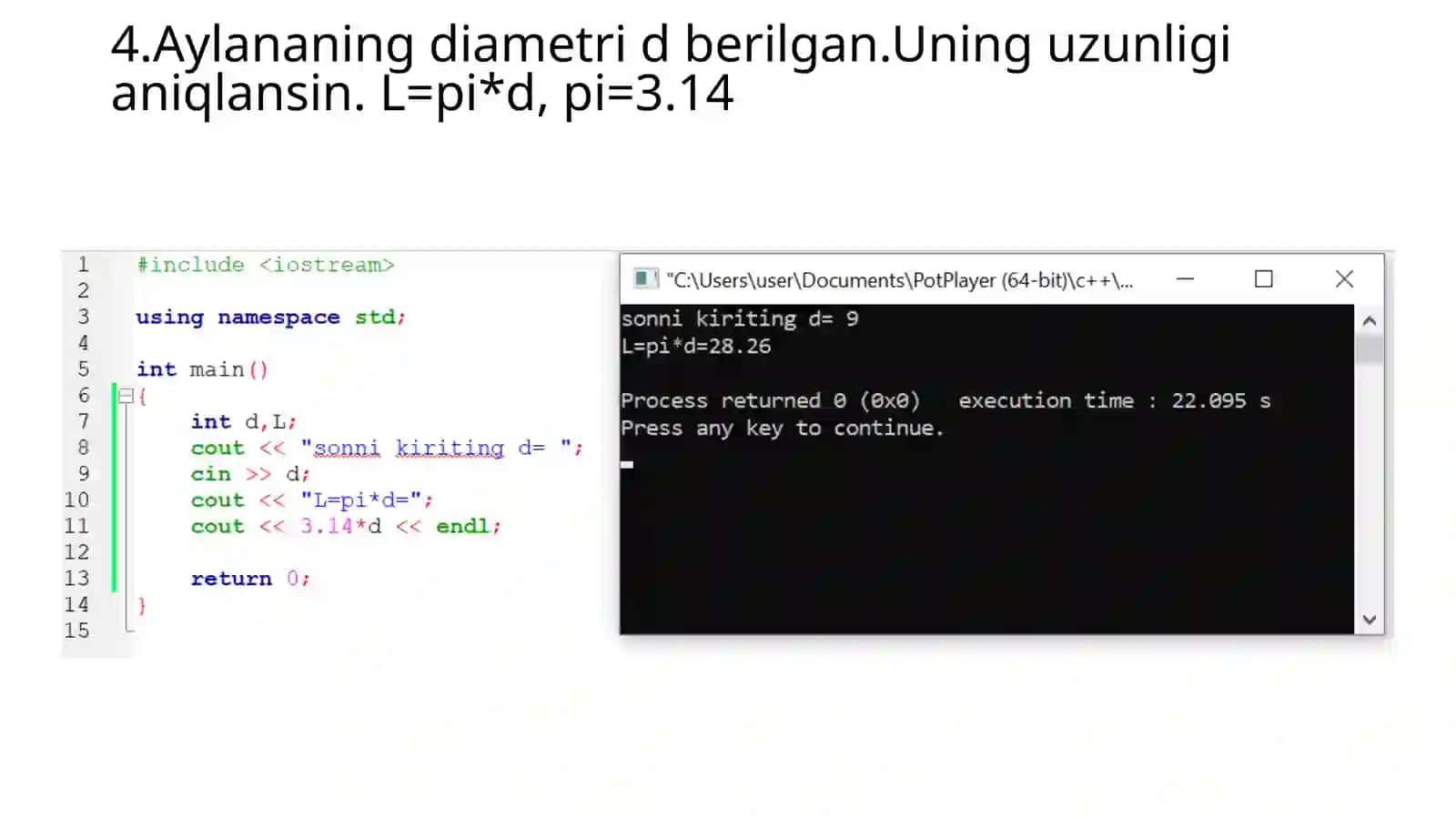 Kvadratning perimetri va yuzasi 4