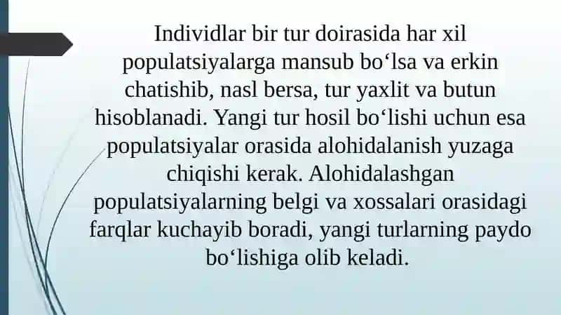 Turlarning paydobo`lishi 4