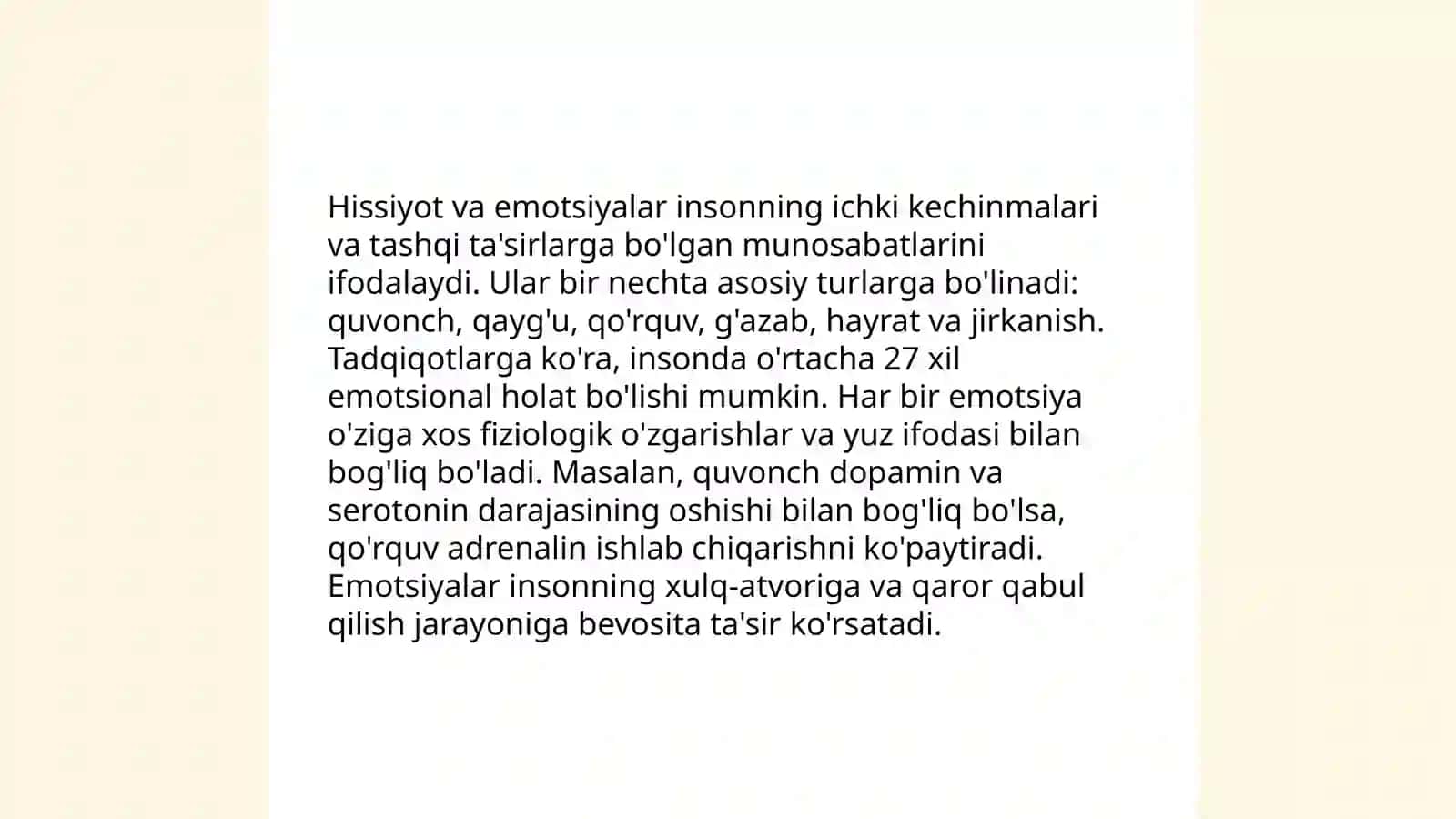 Hissiyot va emotsiya mavzusida 4