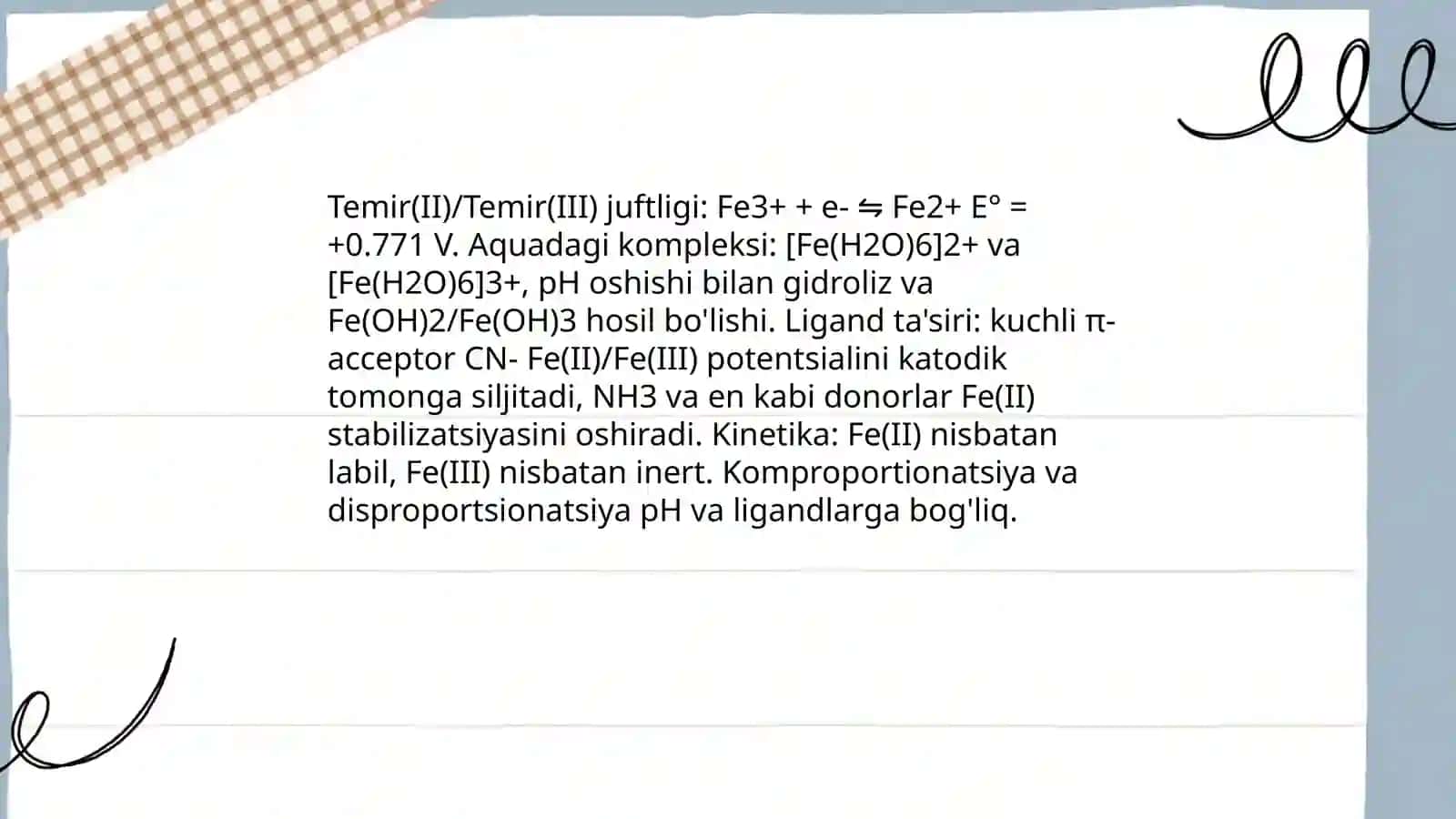 Temir, Kobalt, Nikellarning kompleks birikmalari 4