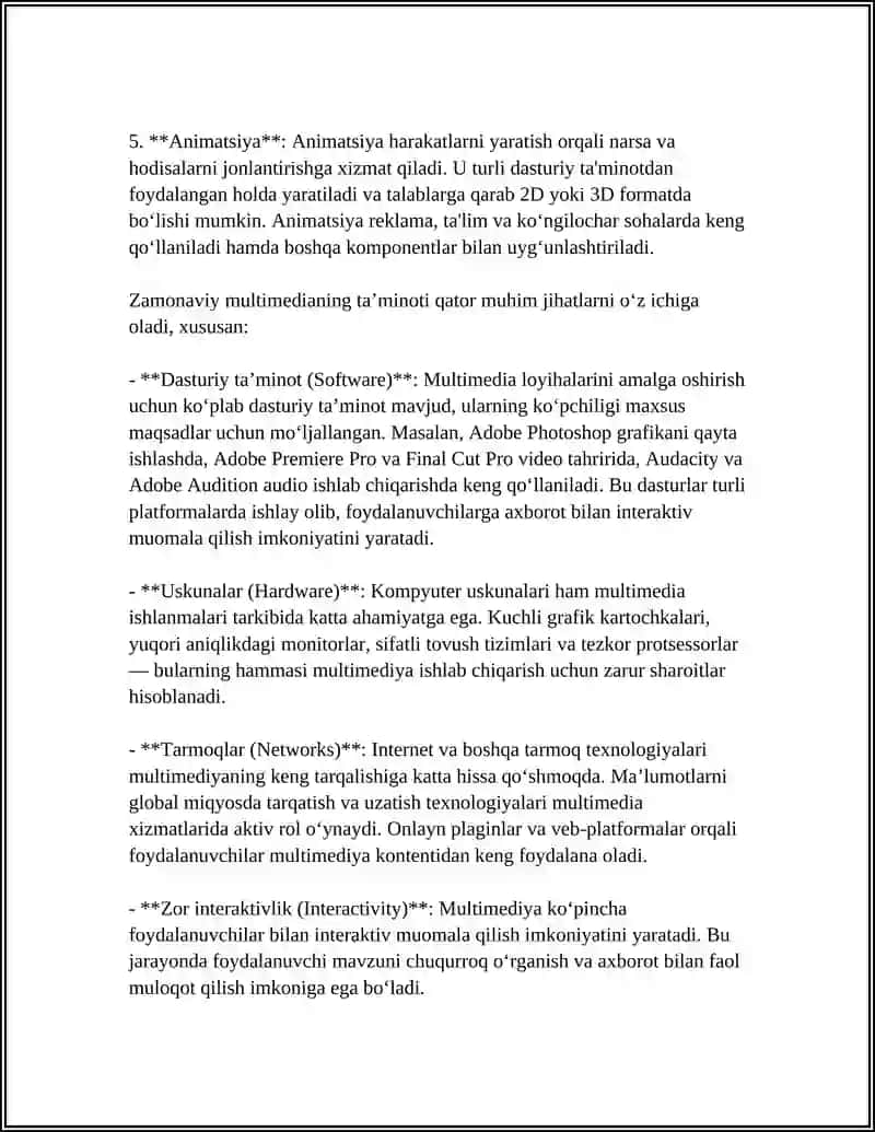 Multimedia va uning zamonaviy taʼminoti 4