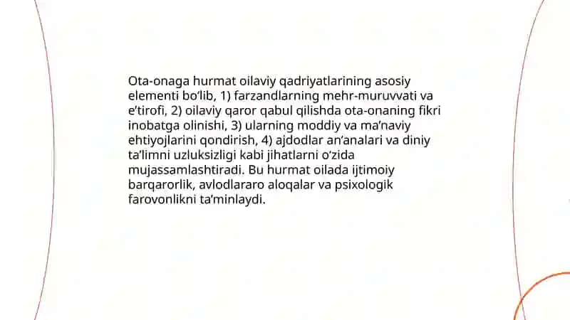 Oilaning qadryatlarga doir jihati 4