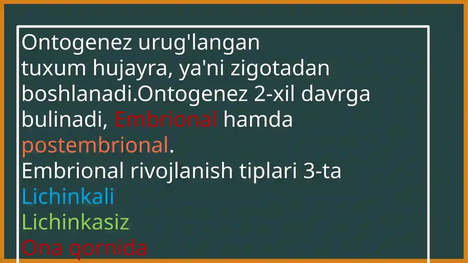 Ontogenez. Individual taraqqiyot 4