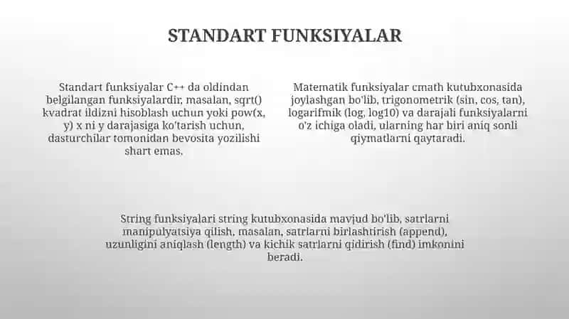 C++da operatorlar va standart funksiyalar 4