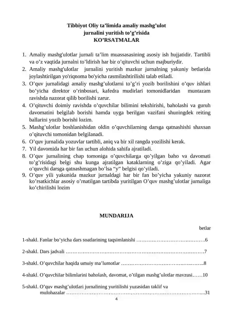 Amaliy Mashg'ulotlar Jurnali 4