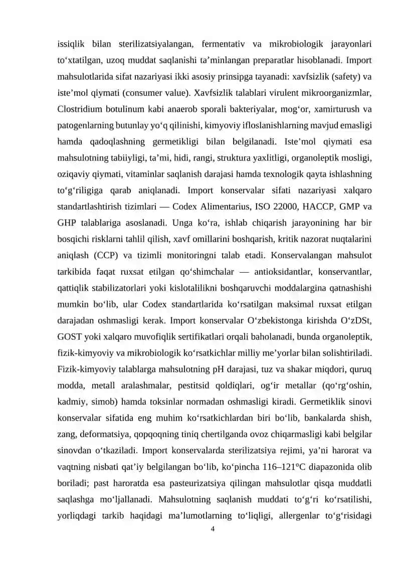 Import konservalar sifatini tekshirish va standartlarga mosligini aniqlash 4