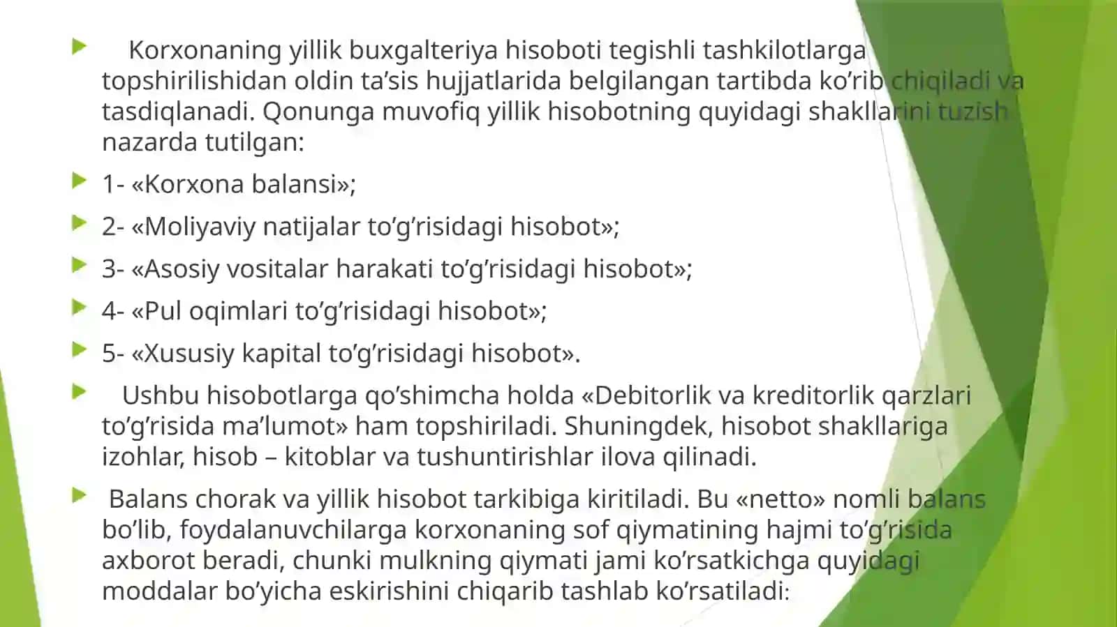 Moliyaviy hisobot Reja 4