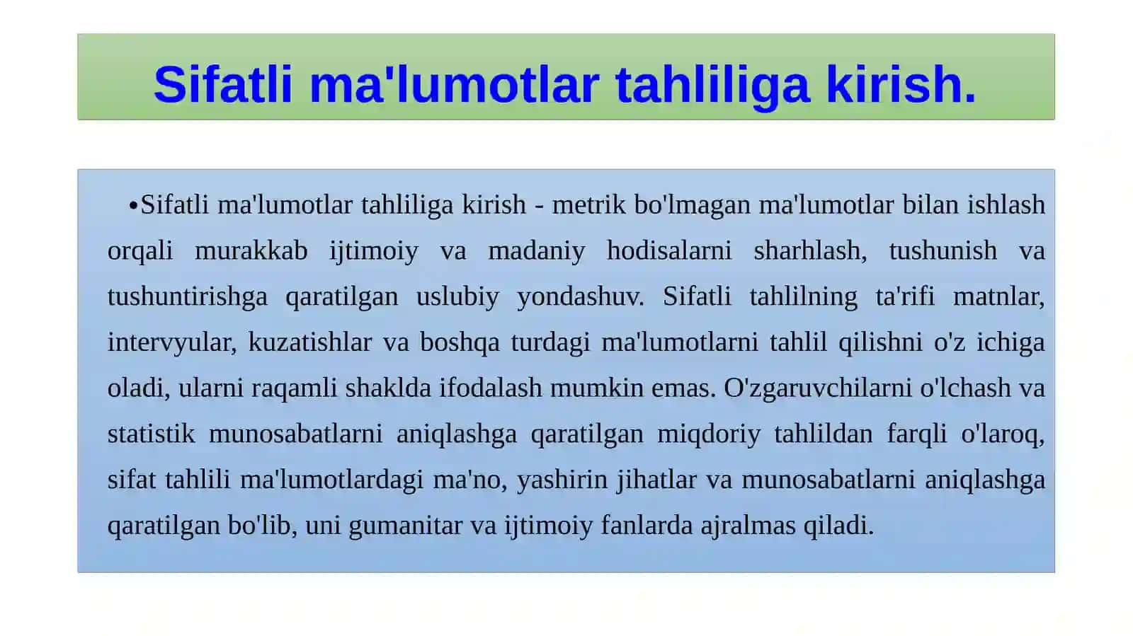 Sifatli ma'lumotlarni tahlil qilish 4
