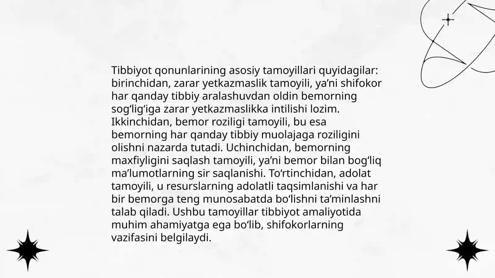 Tib qonunlari asarini o'rganish 4