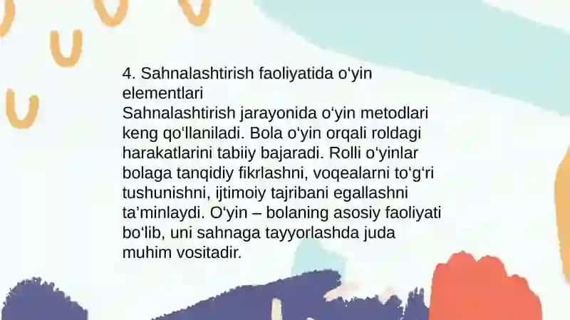 Sahnalashtirish faoliyati 4