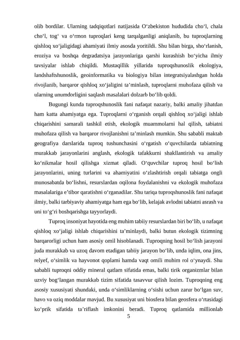 Tuproqlar, Tuproqlarning ahamiyati mavzusini o’qitish metodikasi 4