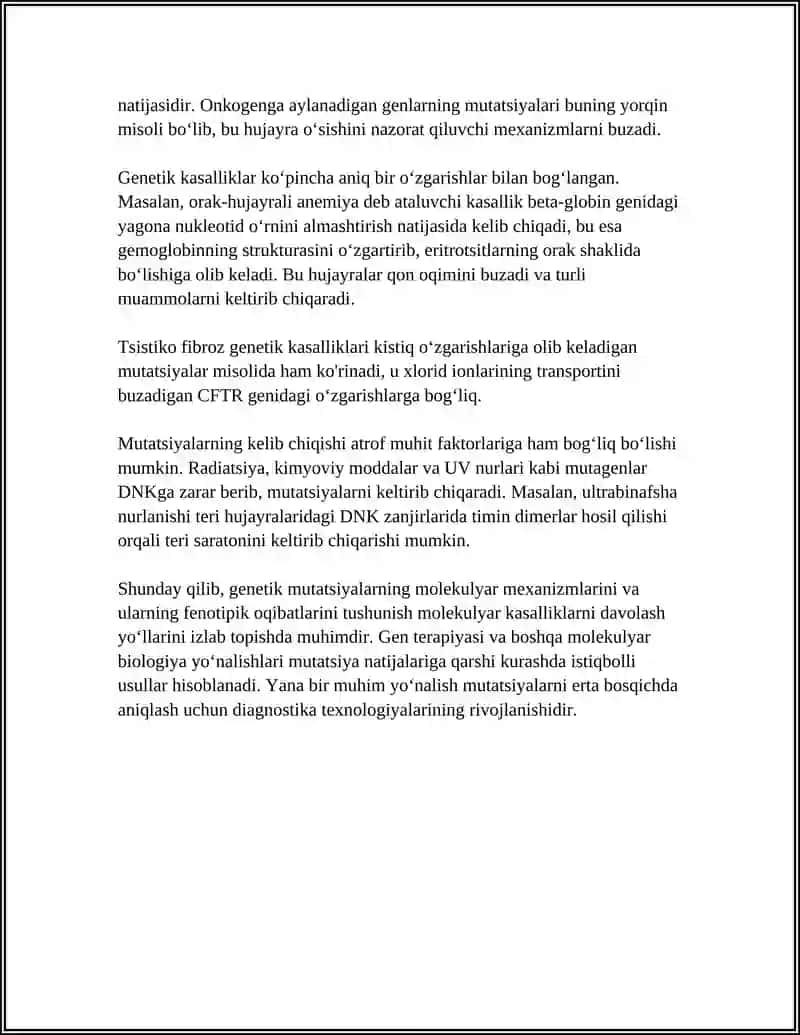 MOLEKULYAR KASALLIKLAR VA ULARNING SALBIY OQIBATLARI 4