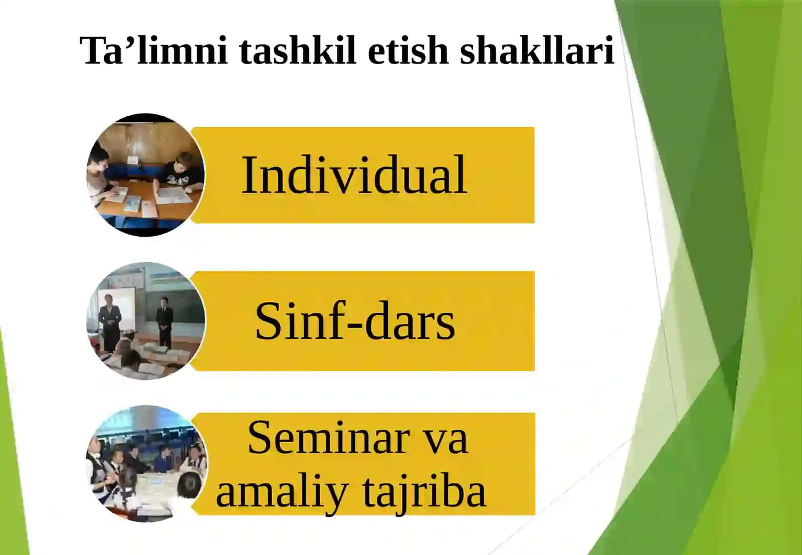Taʼlim vositalari va metodlari. Talim turlari 4