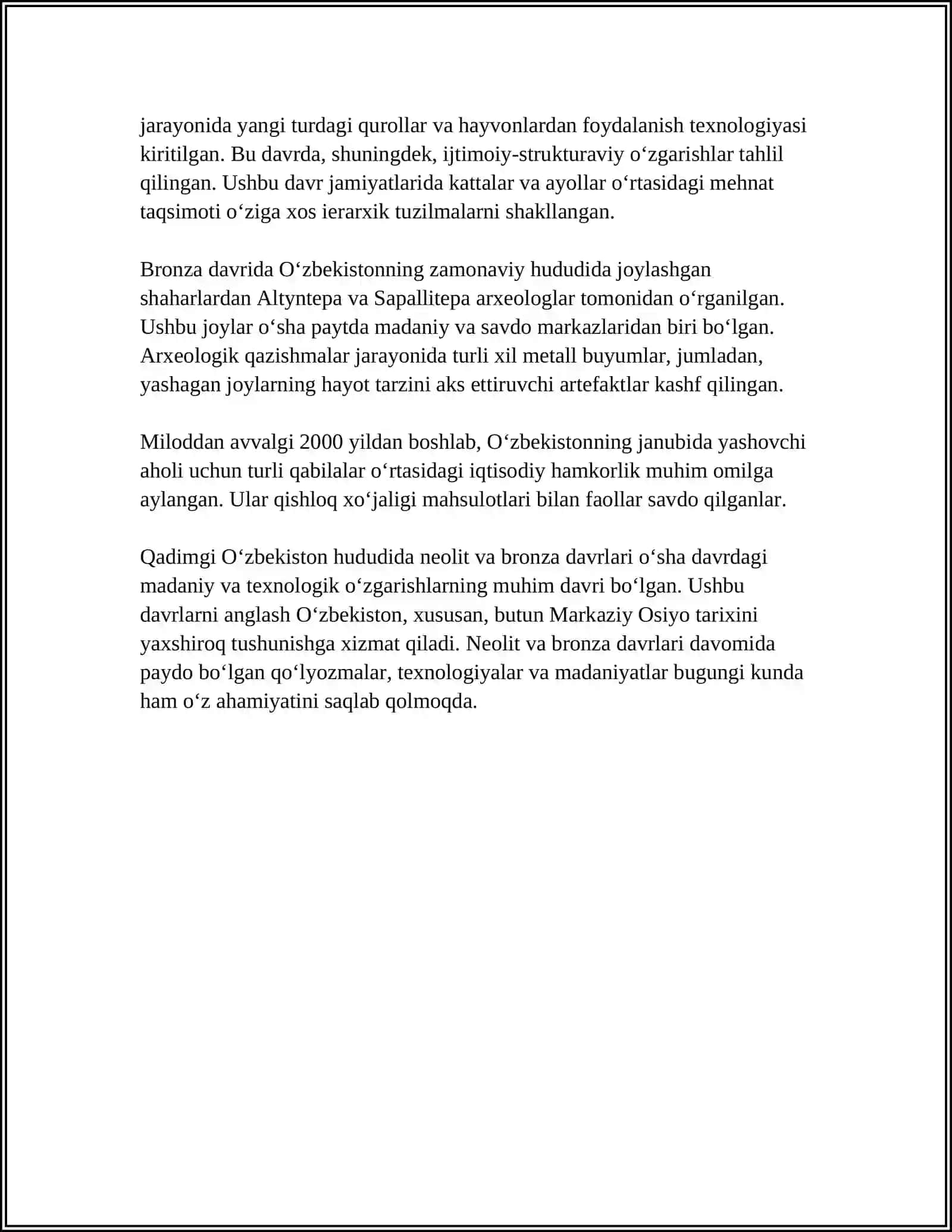 Qadimgi O‘zbekiston: neolit va bronza davri 4
