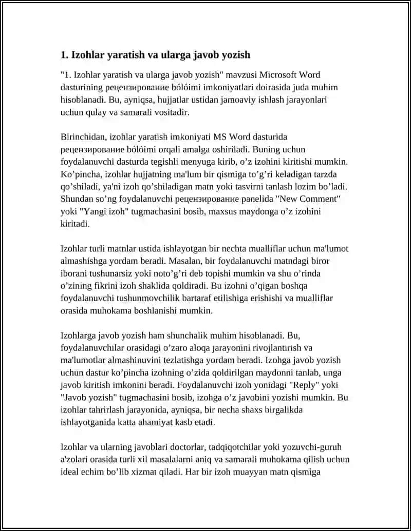 MS WORD DASTURIDA TEZARAUSLAR BILAN ISHLASH 4