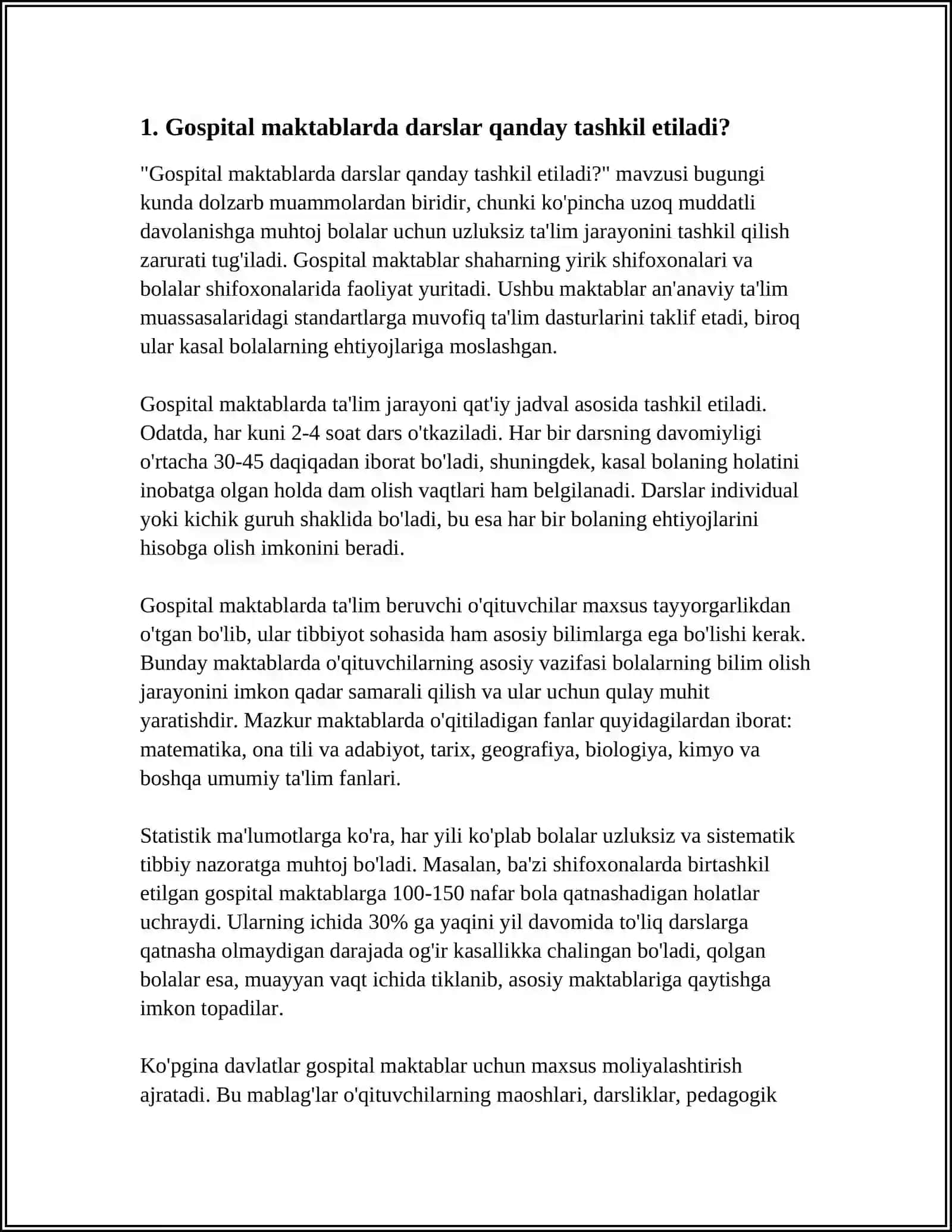 GOSPITAL MAKTABI VA UYDAGI TA'LIM 4