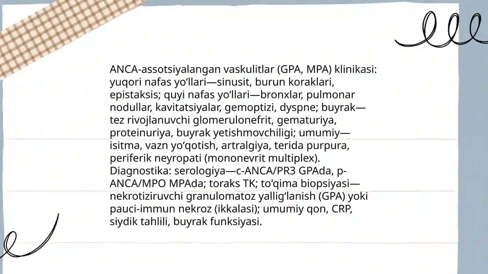 Vaskulitlar va tomir oʻsmalari 4