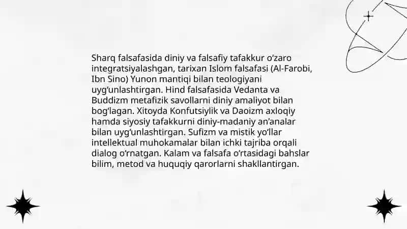 Falsafiy tafakkur taraqqiyot; sharq falsafasi 4