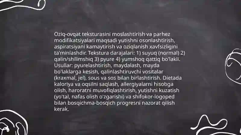 Yutish va chaynashga o'rgatish texnikasi 4