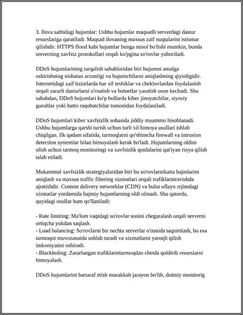DDOS HUJUMLARI VA HIMOYALANISH USULLARI 4