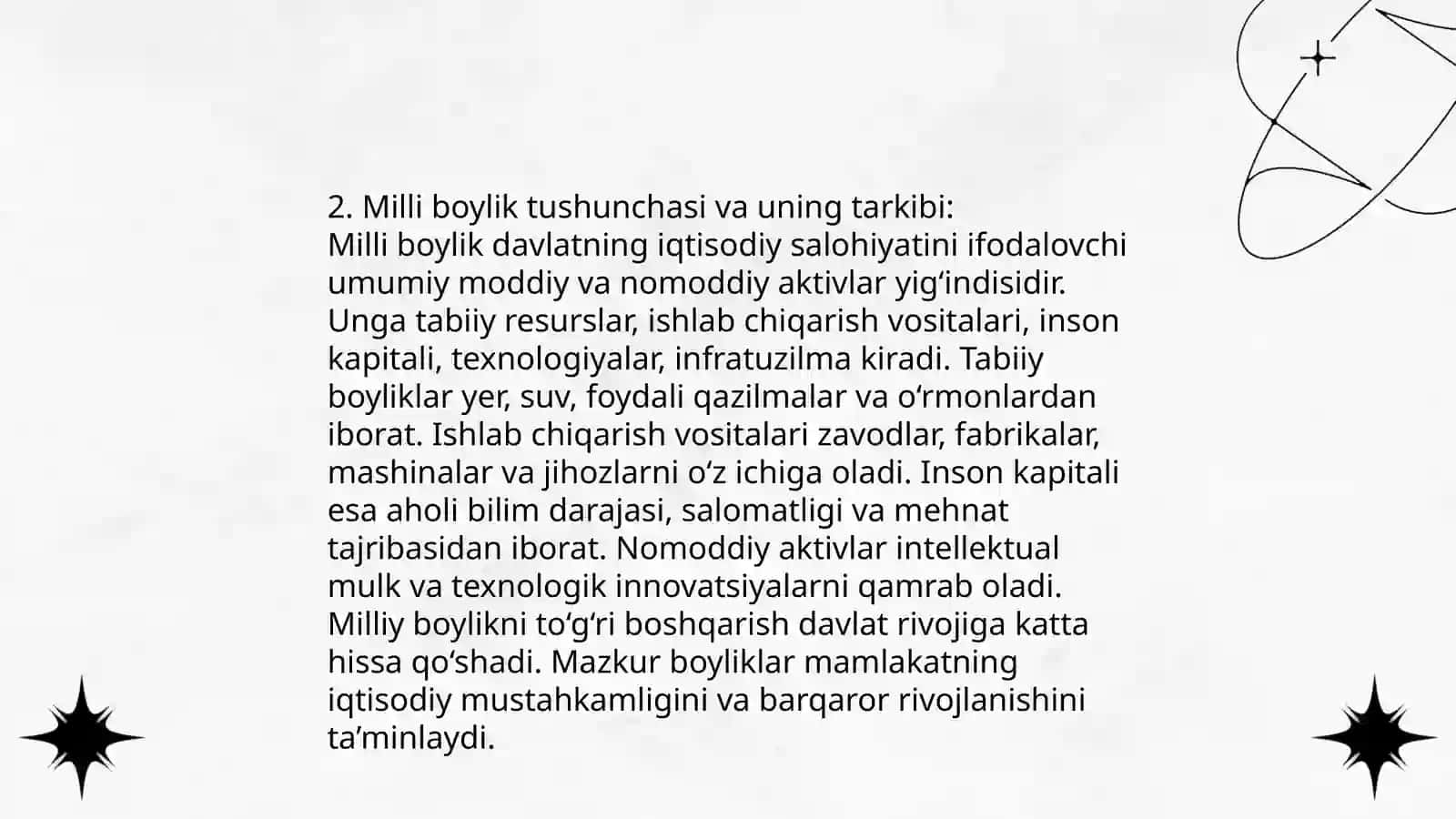 Iqtisodiy Osish va Milliy Boylik Slayd 4