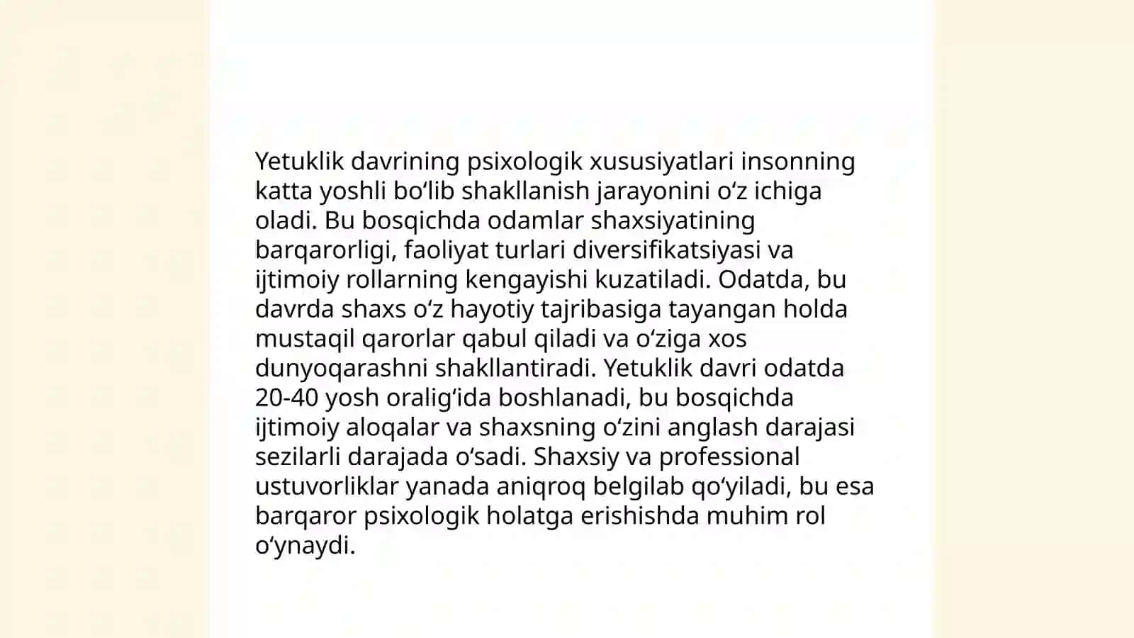 Yetuklik davrining bosqichlari 4