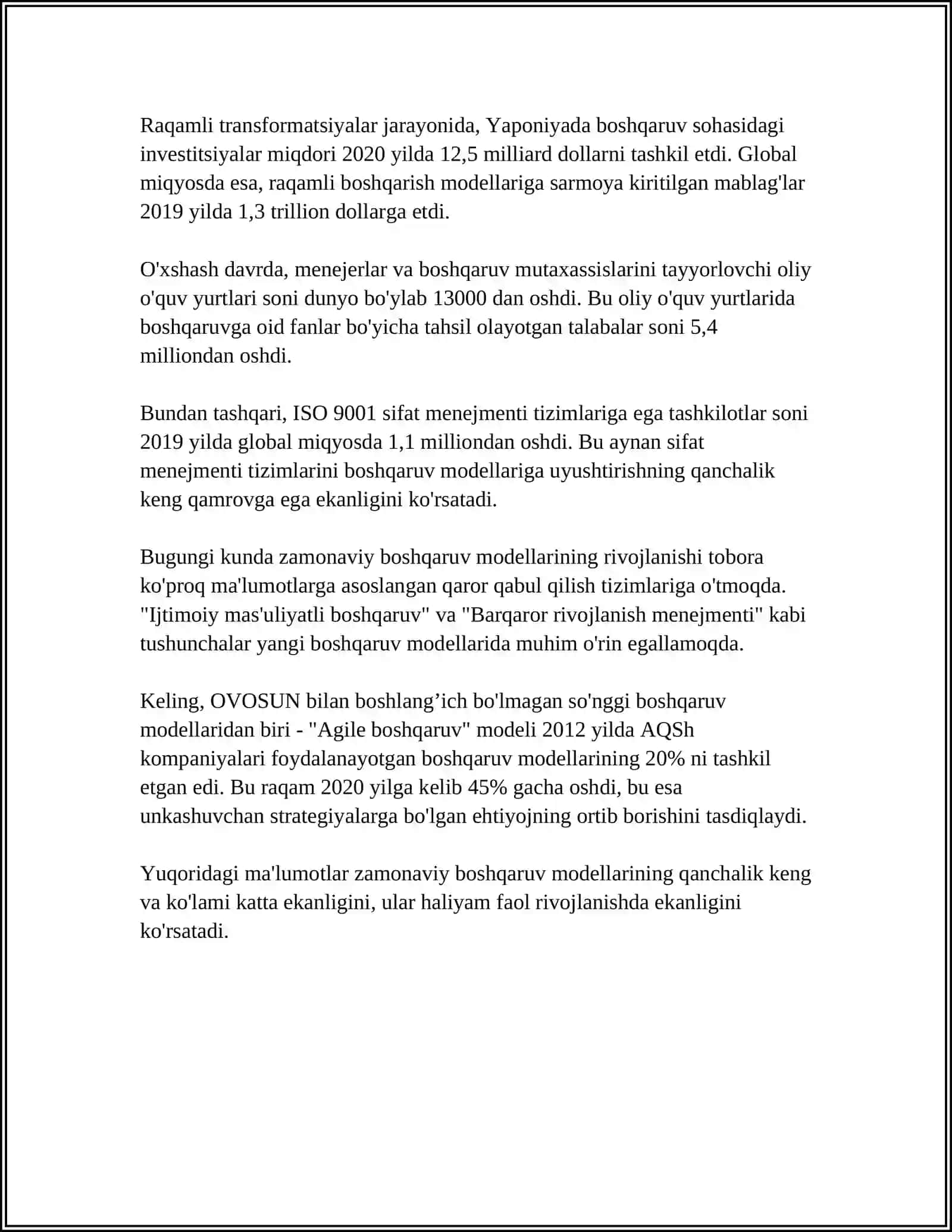 TASHKILOTNI BOSHQARISHNING ZAMONAVIY MODULI 4