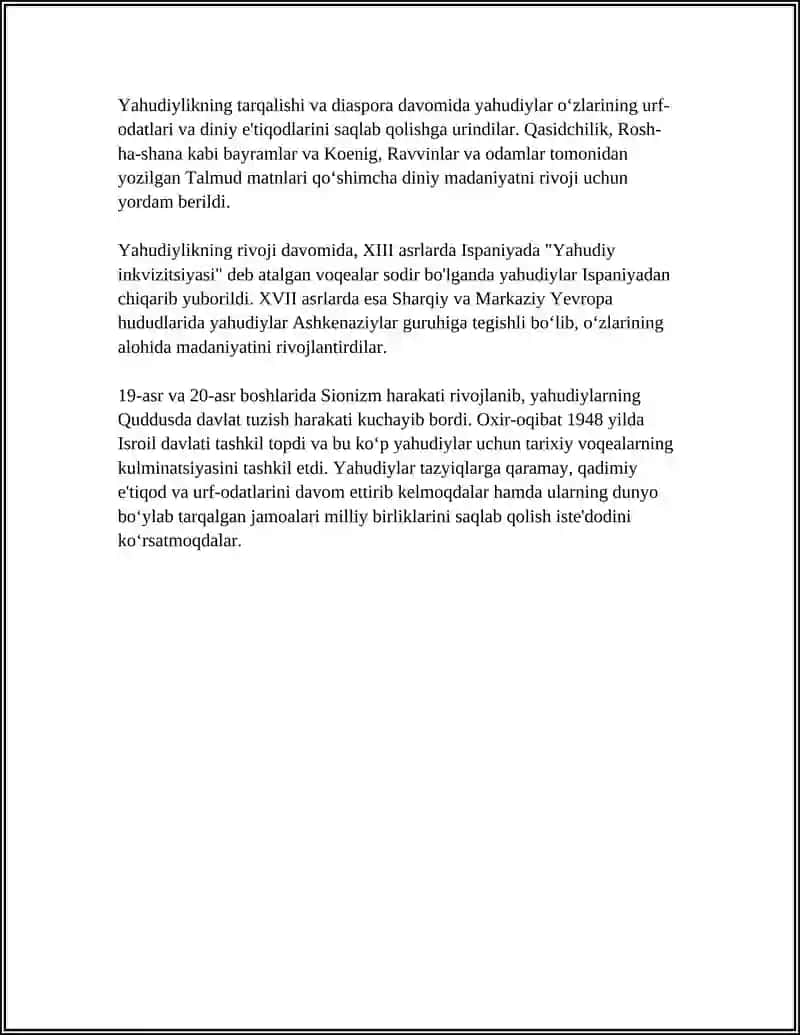 REFERAT Mavzu: YAHUDIYLIK DININING KELIB CHIQISHI 4