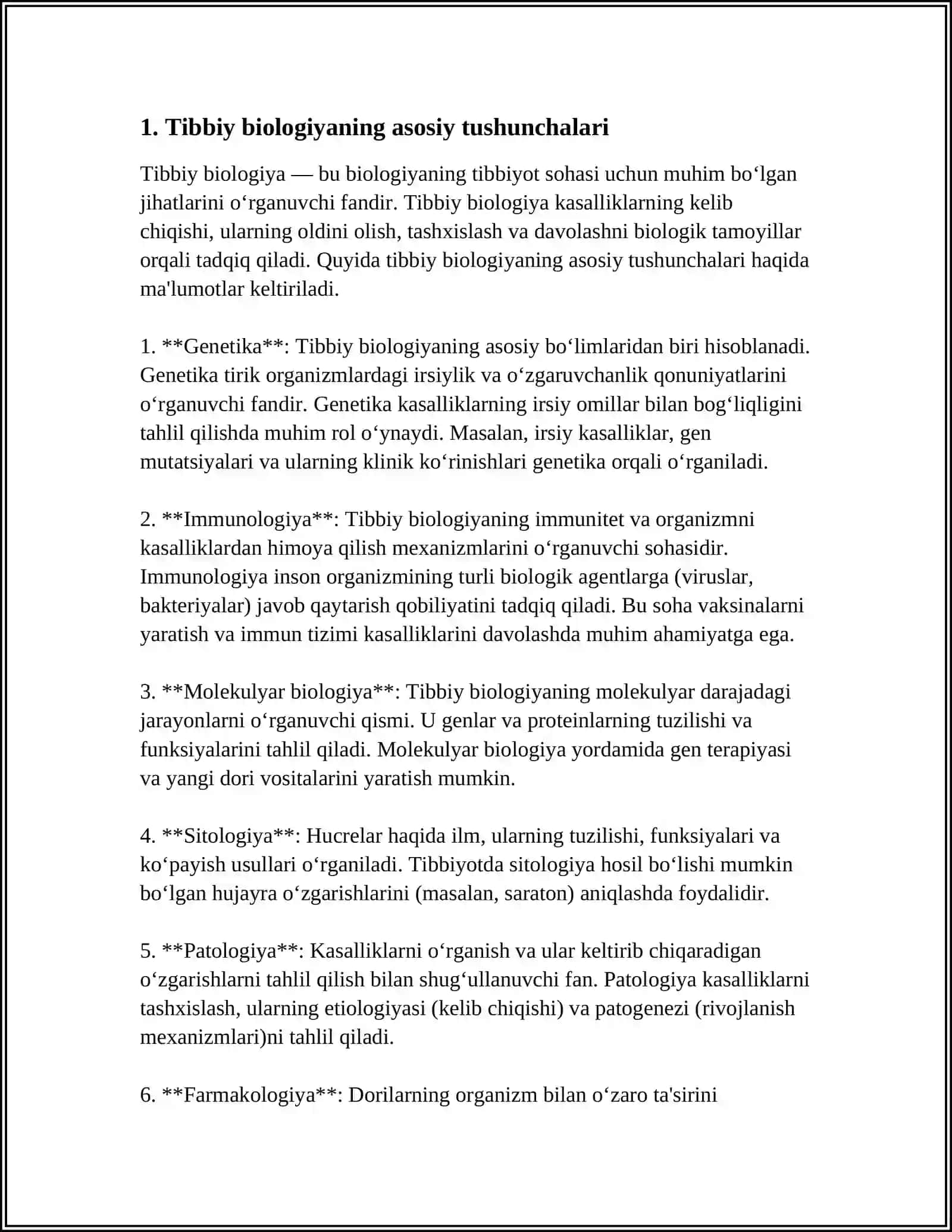 TOSHKENT TIBBIYOT AKADEMIYASI TIBBIY BIOLOGIYA KAFEDRASI 4