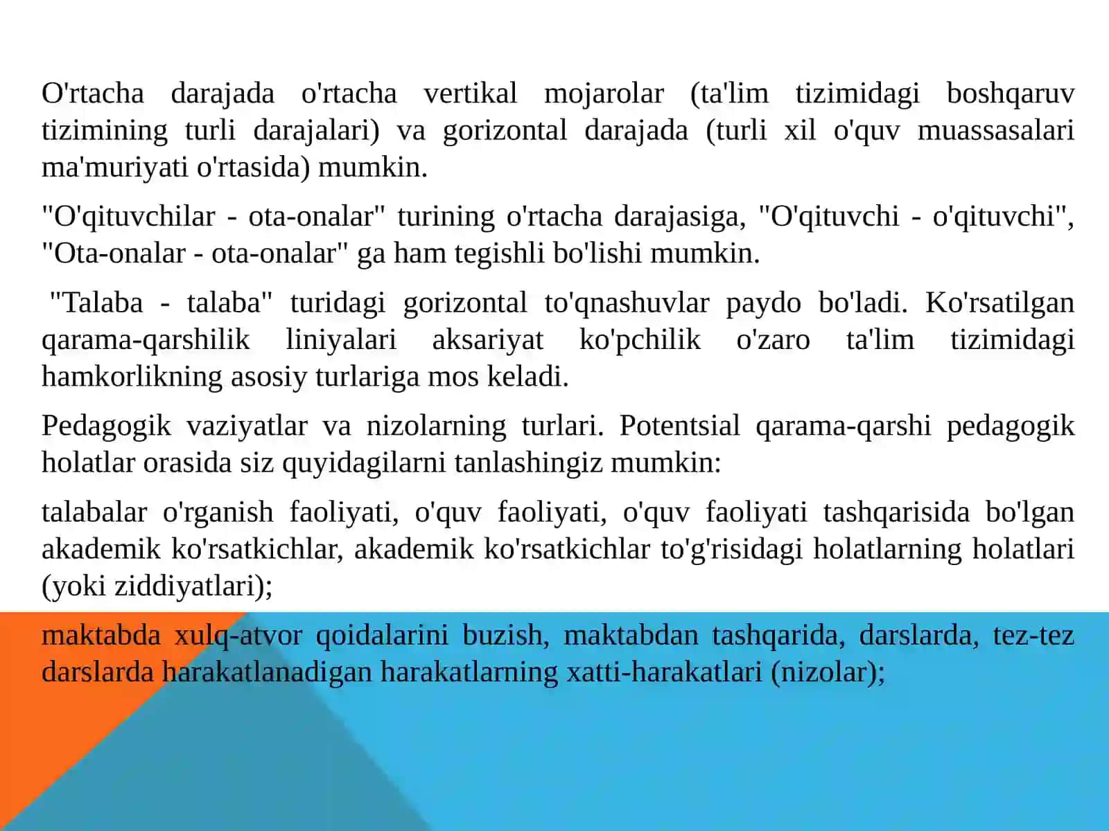 Pedagogik nizolar va uning sabablari hamda oldini olish usullari 4