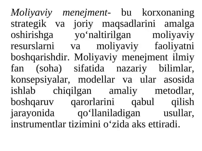 Moliyaviy menejmentning kontseptual asoslari 4
