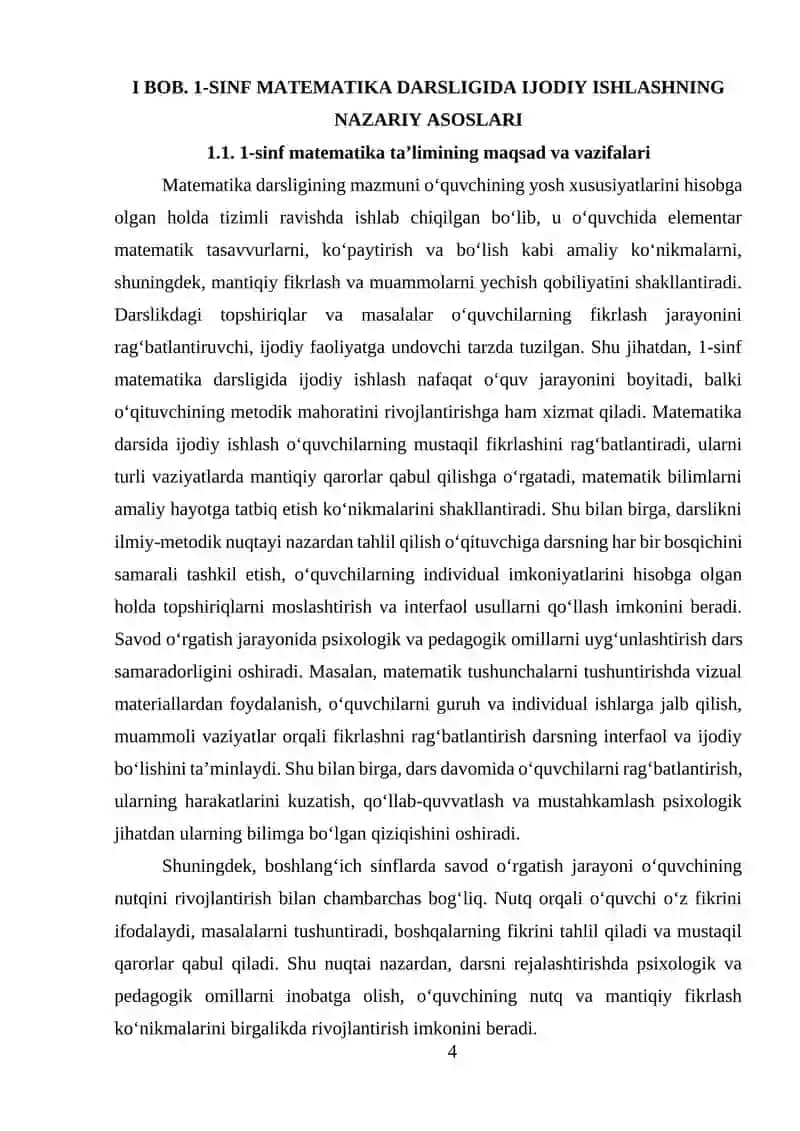 1-sinf matematika darsligi 4