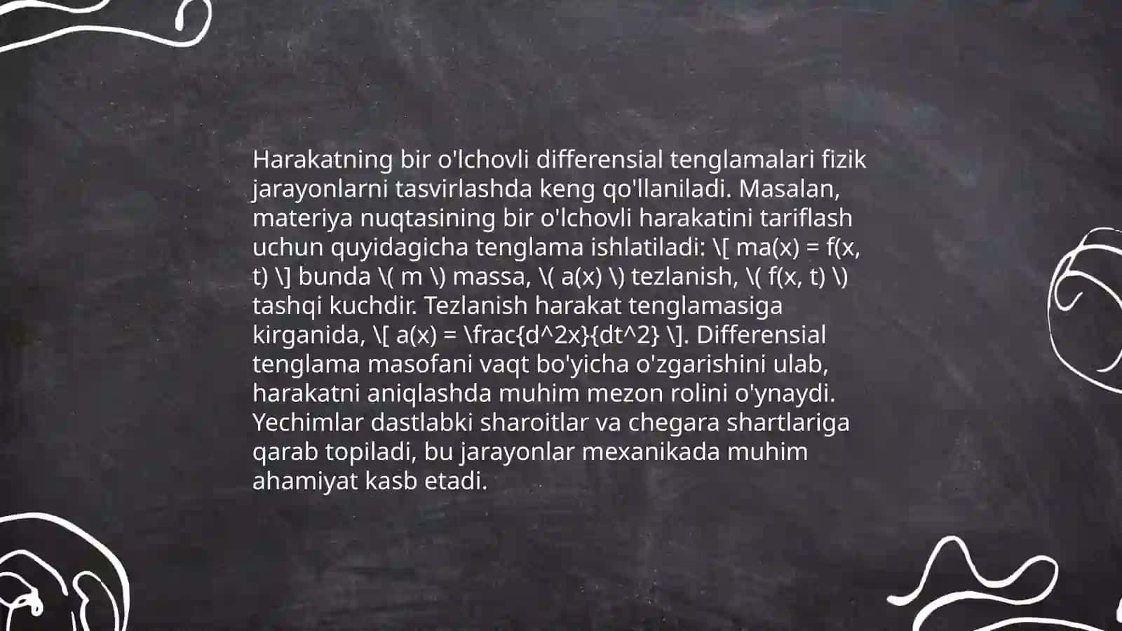 Nuqtaning harakat differensial tenglamalari 4