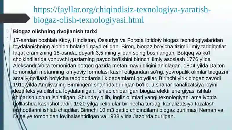 Biomassadan (chiqindilardan) biogas olish biotexnologiyasi 4