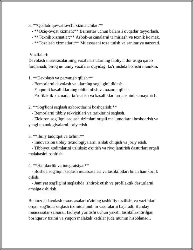 DAVOLASH MUASSASALARINING FAOLIYATI BILAN TANISHUV ISHLASH PRINSBLARI 4