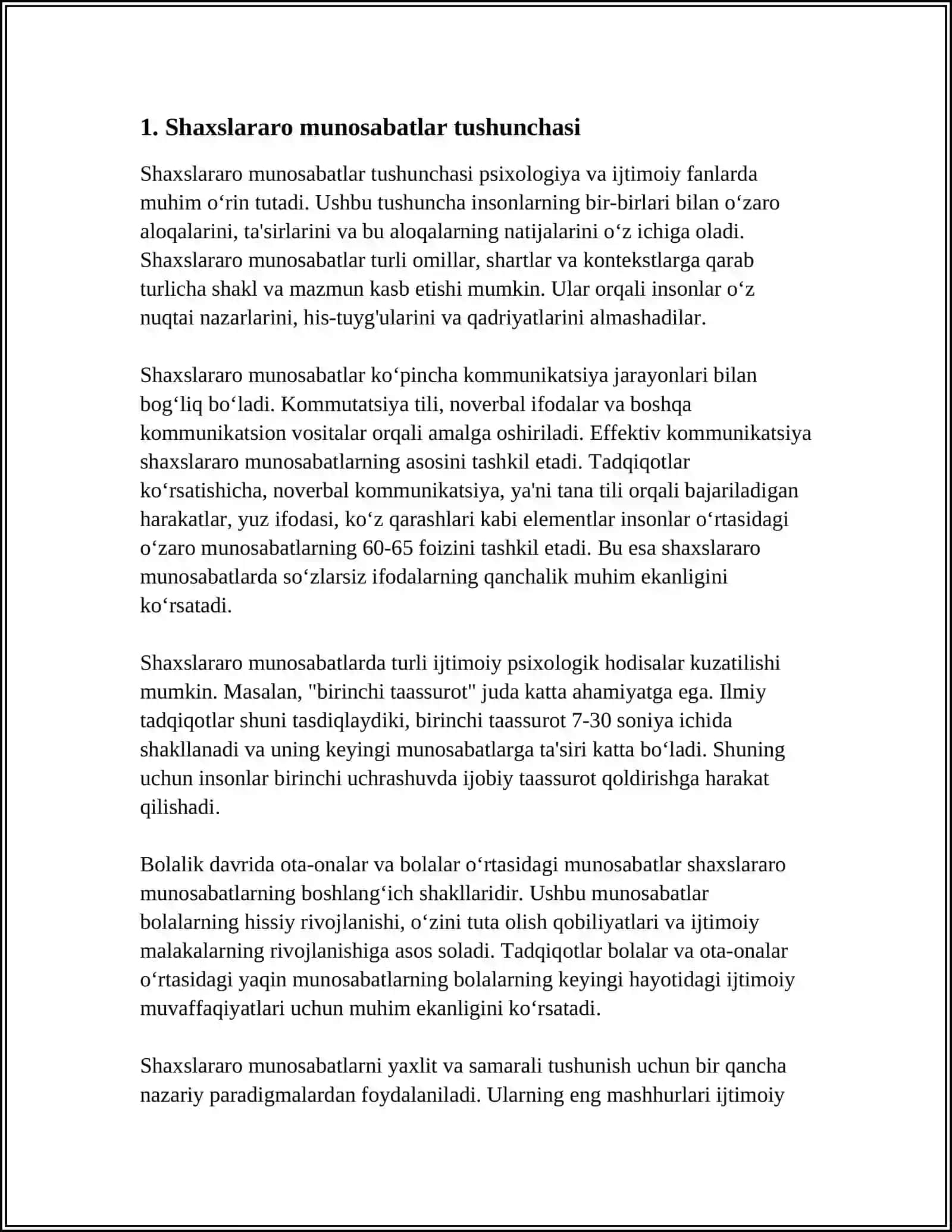 SHAXSLARARO MUNOSABAT PSIXODIAGNOSITIKA OB'EKTI SIFATIDA 4