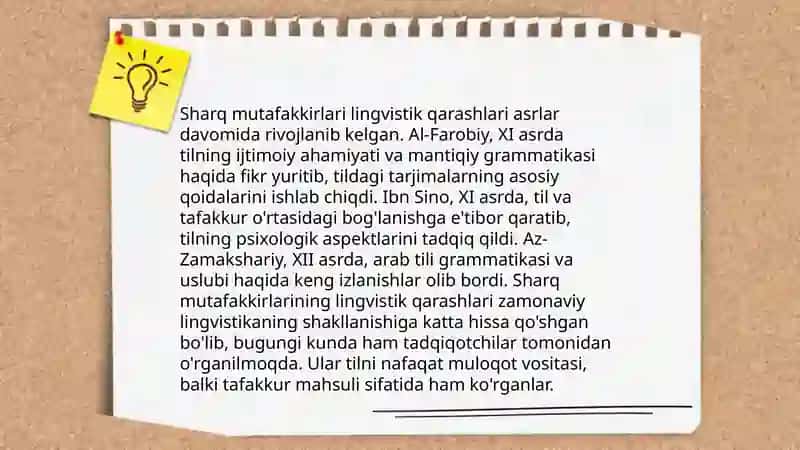 Sharq mutafakkirlarining til shakllanishiga old qarashlar 4
