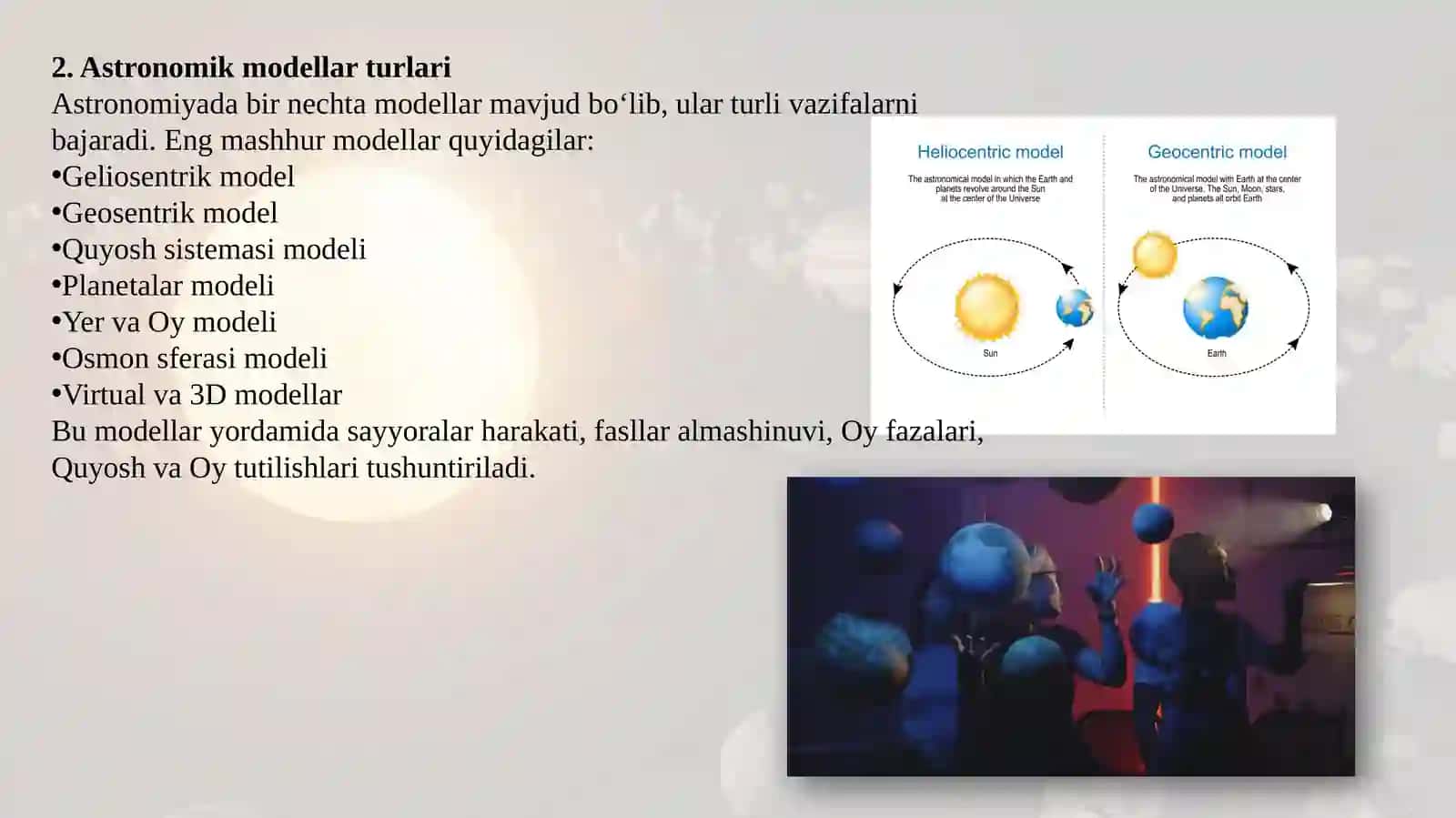 Astronomiyadan modellarni namoyish etish 4